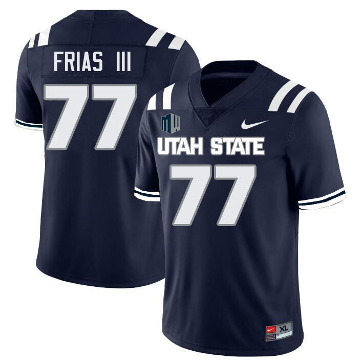 Utah State Aggies #77 Ralph Frias III College Football Jerseys Stitched Sale-Navy